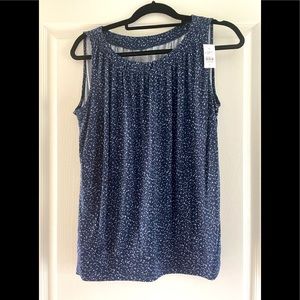NWT Loft 100% Rayon tank top in blue ditzy dot pattern.